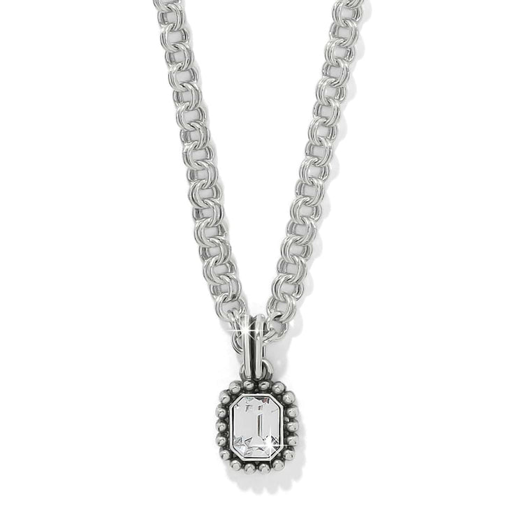 Silver plated Twinkle Luxe Necklace with a crystal pendant on a chunky chain.