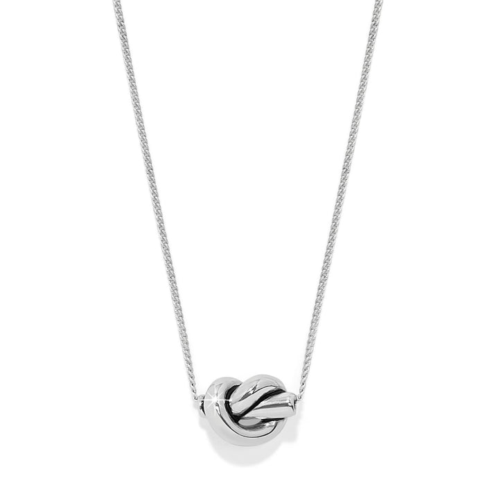 Silver plated adjustable single knot pendant necklace with lobster claw closure