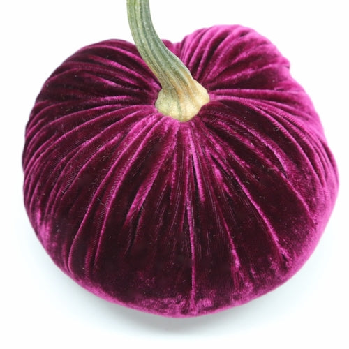 3-inch velvet pumpkin in deep orange with a smooth matte finish.