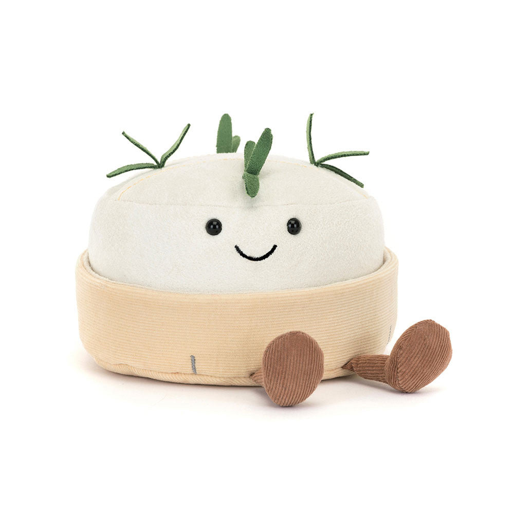 Amuseables Camembert plush toy shaped like a camembert cheese wheel with white polyester fabric and brown rind details.