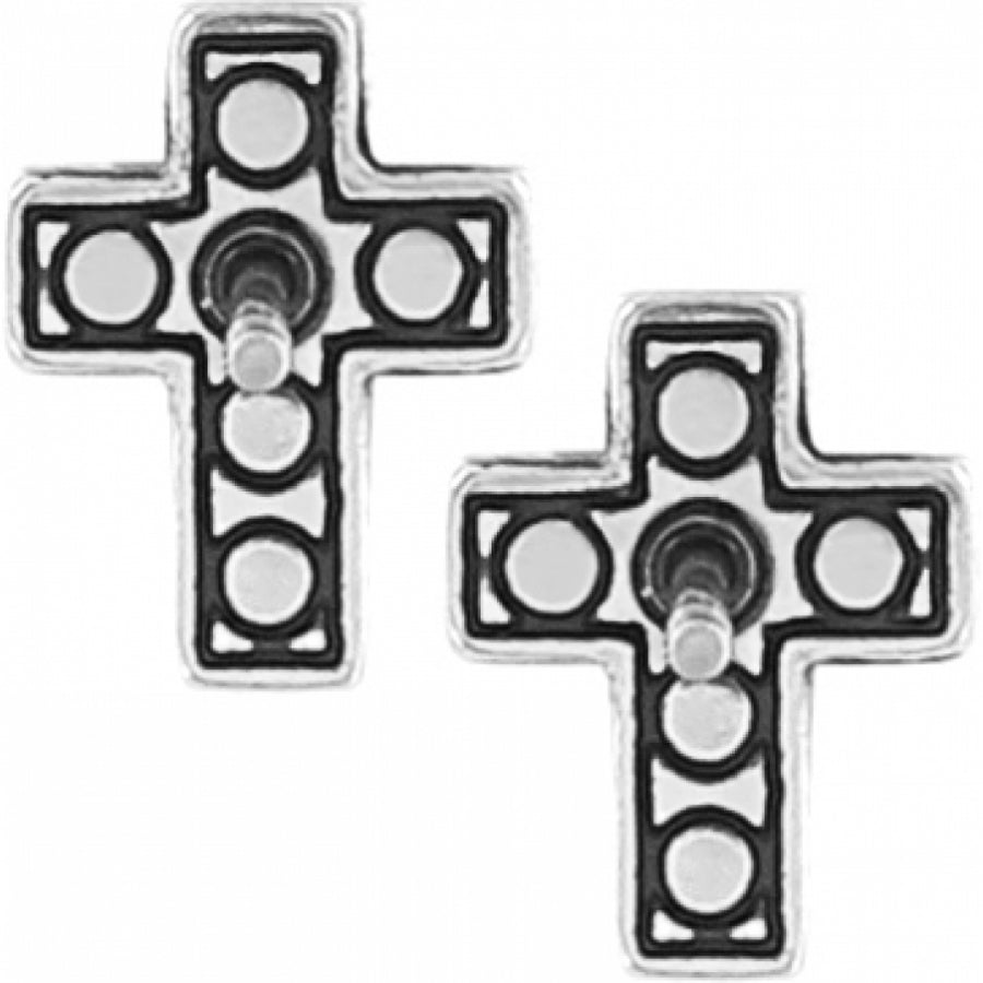 Starry Night Cross Mini Post Earrings - Silver
