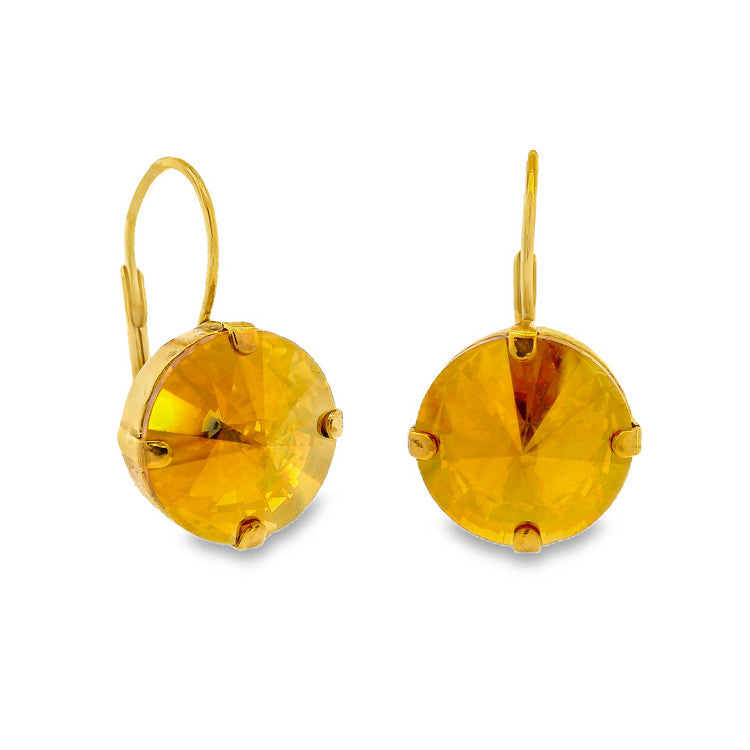 Antique gold round hoop earrings with high-quality crystals