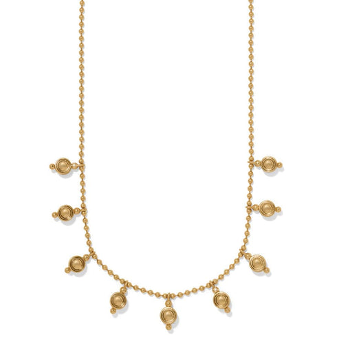 Reversible gold-plated necklace with multi-colored crystal droplet pendant on adjustable chain