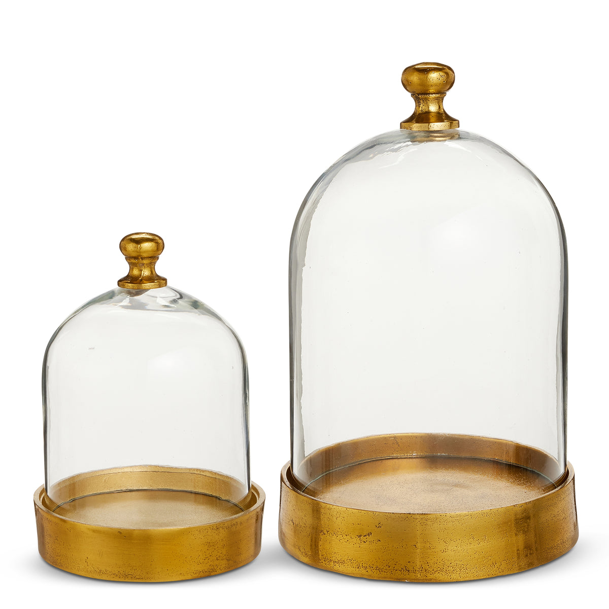 Clear glass cloche dome with base designed to showcase collectibles