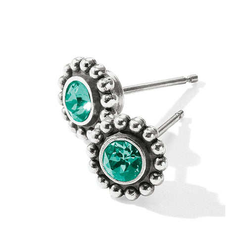 Silver plated mini post earrings featuring fine quality crystal accents with a quarter-inch drop.