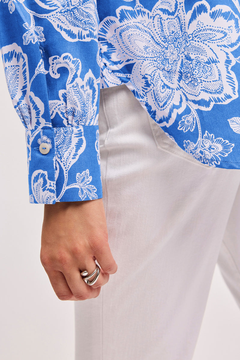 Meghan No Iron Woodblock Floral Long Sleeve Shirt
