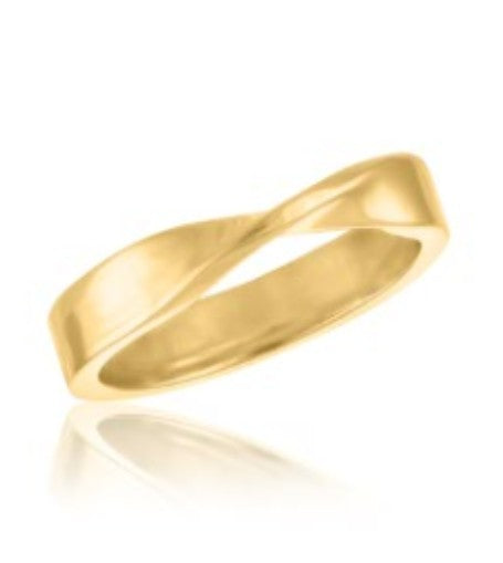Gold layered twist accent ring with brass base and acrylic finish