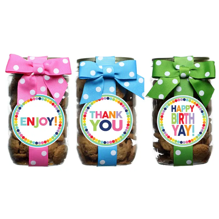 Rainbow Dot Cookie Pint Jars SOLD INDIVIDUALLY