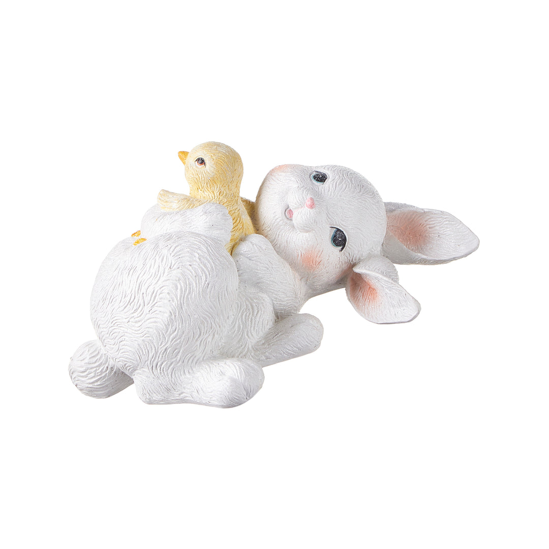 9.25" Glittered Bunny Holding Chick