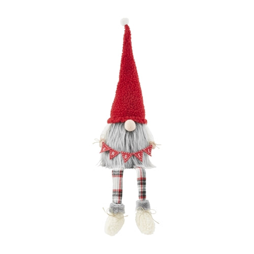 Wool felt Christmas gnome with dangle legs on a weighted base