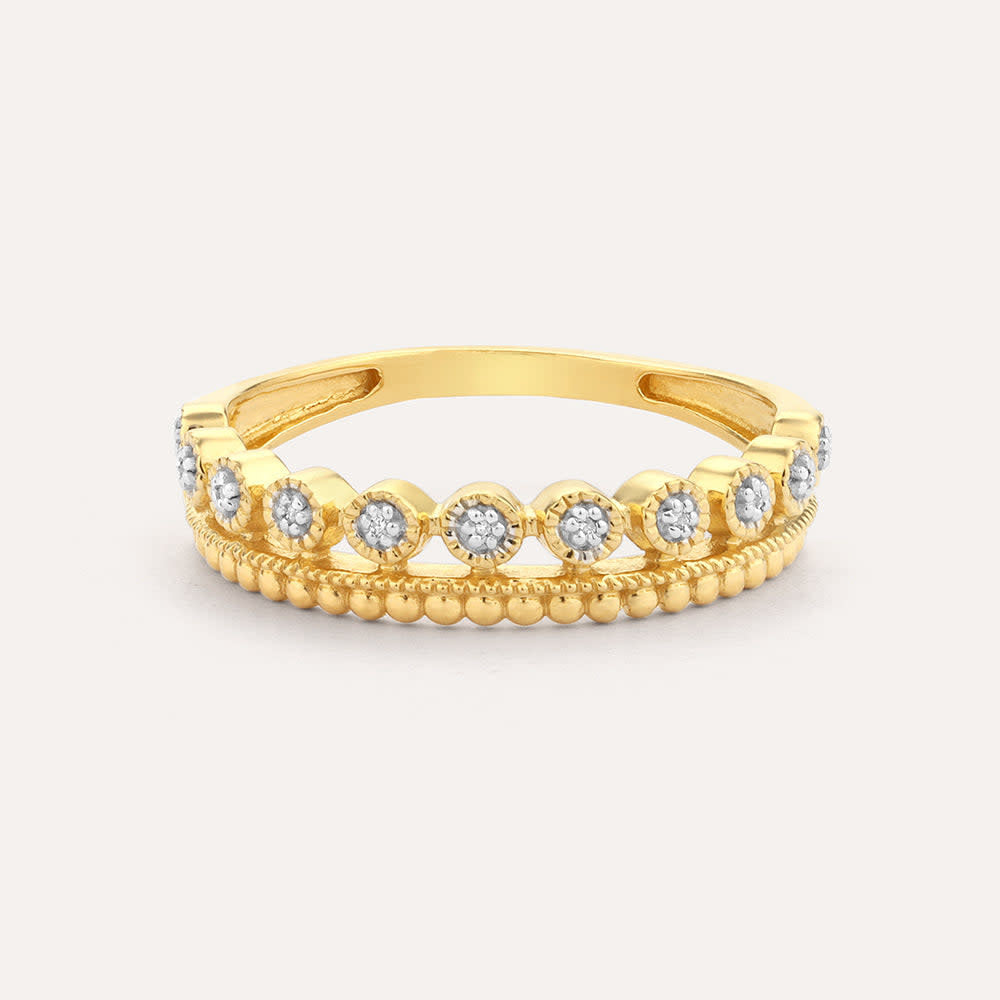 Sterling silver stackable ring with diamond accents in a polished finish.