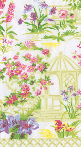 White triple-ply paper guest towel with subtle printed design.