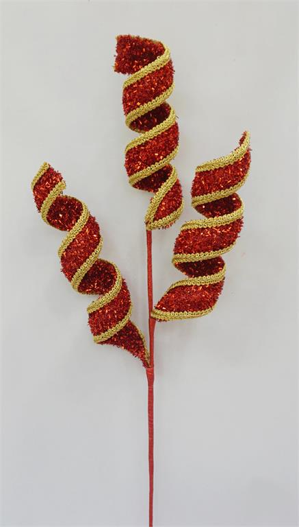 Red spiral-patterned spray with gold trim accents