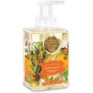 Foaming hand soap dispenser bottle with a pump top.