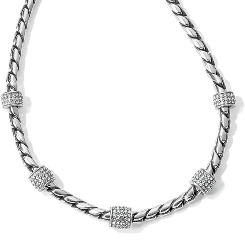 Silver plated adjustable necklace with fine quality crystal pendant on a lobster claw closure.