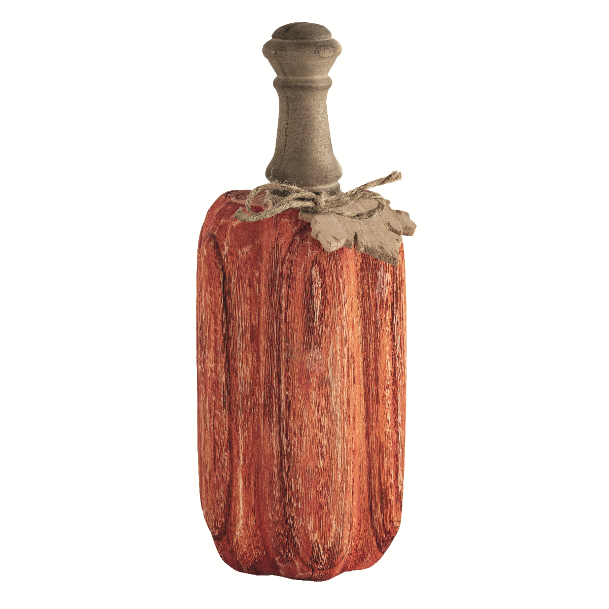 Wooden baluster pumpkin carved from pine with a rustic stem