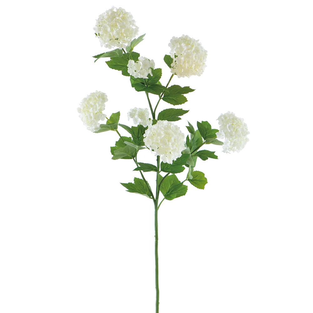 31-inch Snowball Spray fabric decoration with a wire frame in white.
