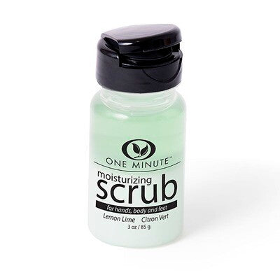 3oz Moisturizing Salt Scrub in a clear jar with visible pink salt crystals and oil.