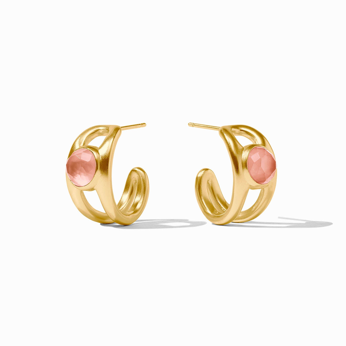 Laguna Stone Hoop earrings featuring a gold-plated finish with imported glass stones.