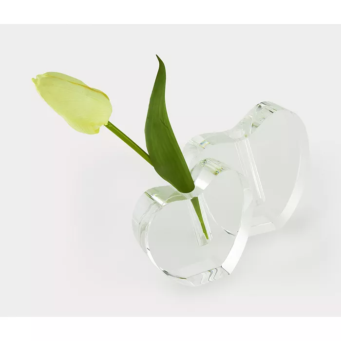 Small crystal glass heart-shaped vase with a clear finish.