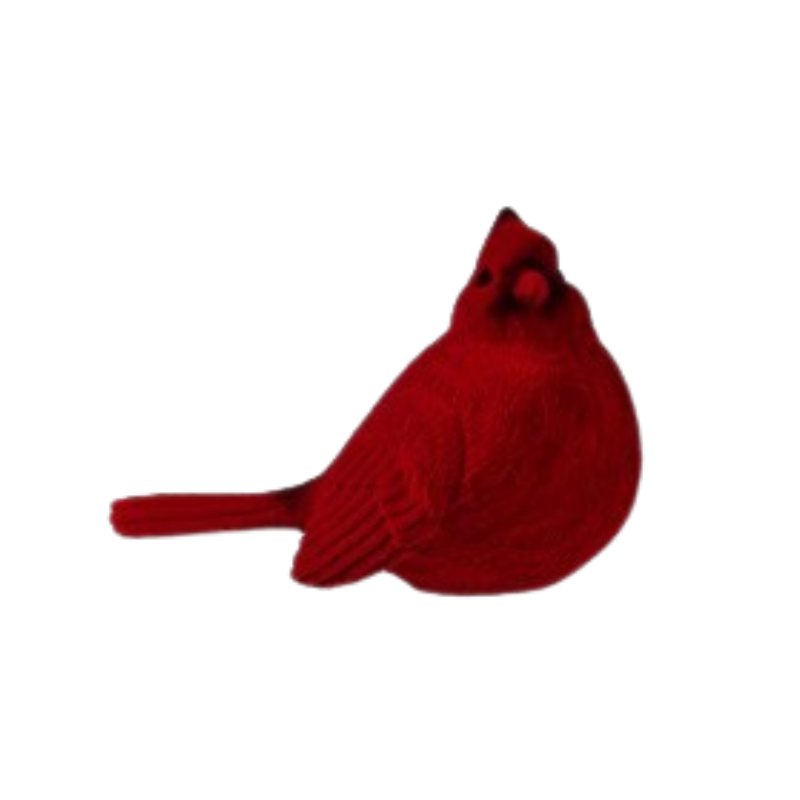 6 inch red resin cardinal figurine with a soft flocked texture and detailed feather carvings.