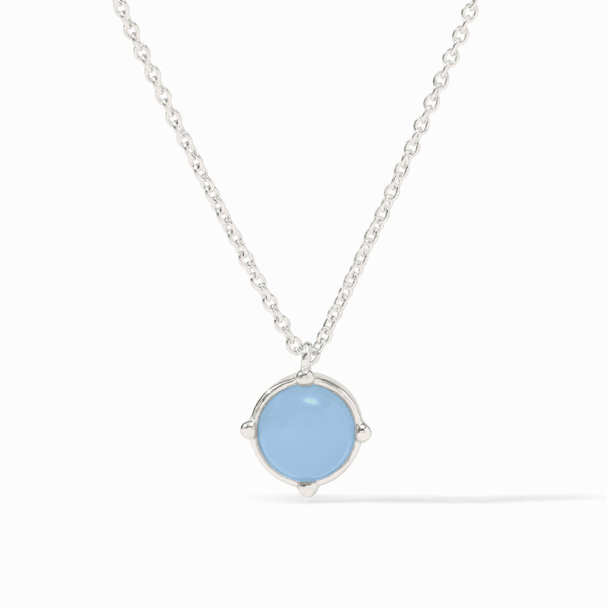 Honeybee solitaire necklace featuring a faceted gemstone with four beads on an adjustable cable chain.