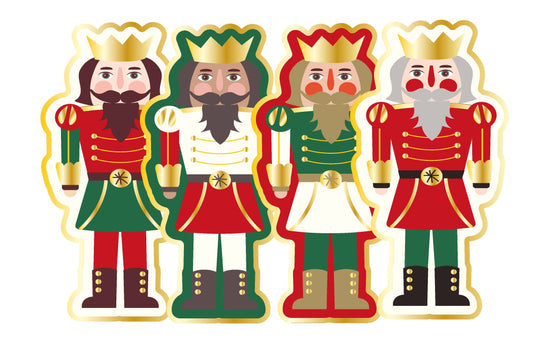 Gold foil nutcracker salad plate with Christmas theme