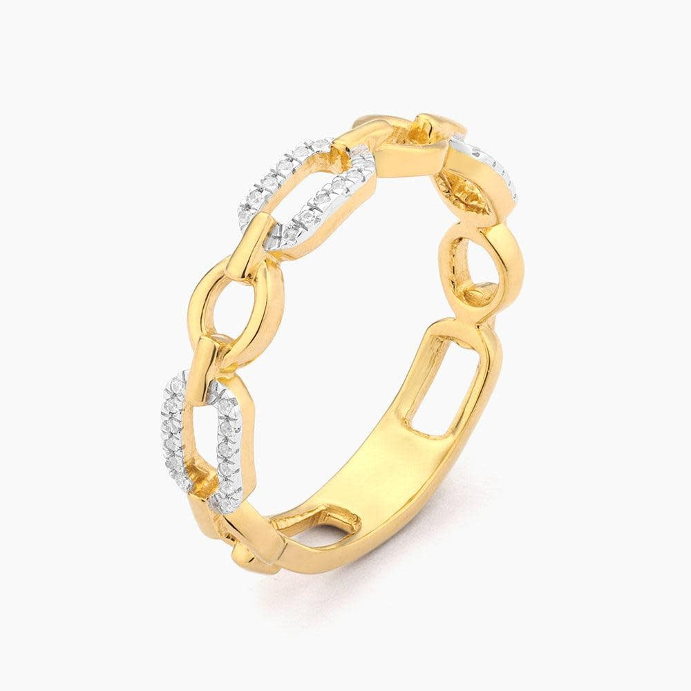 Stackable ring in gold-plated sterling silver featuring a small diamond accent.