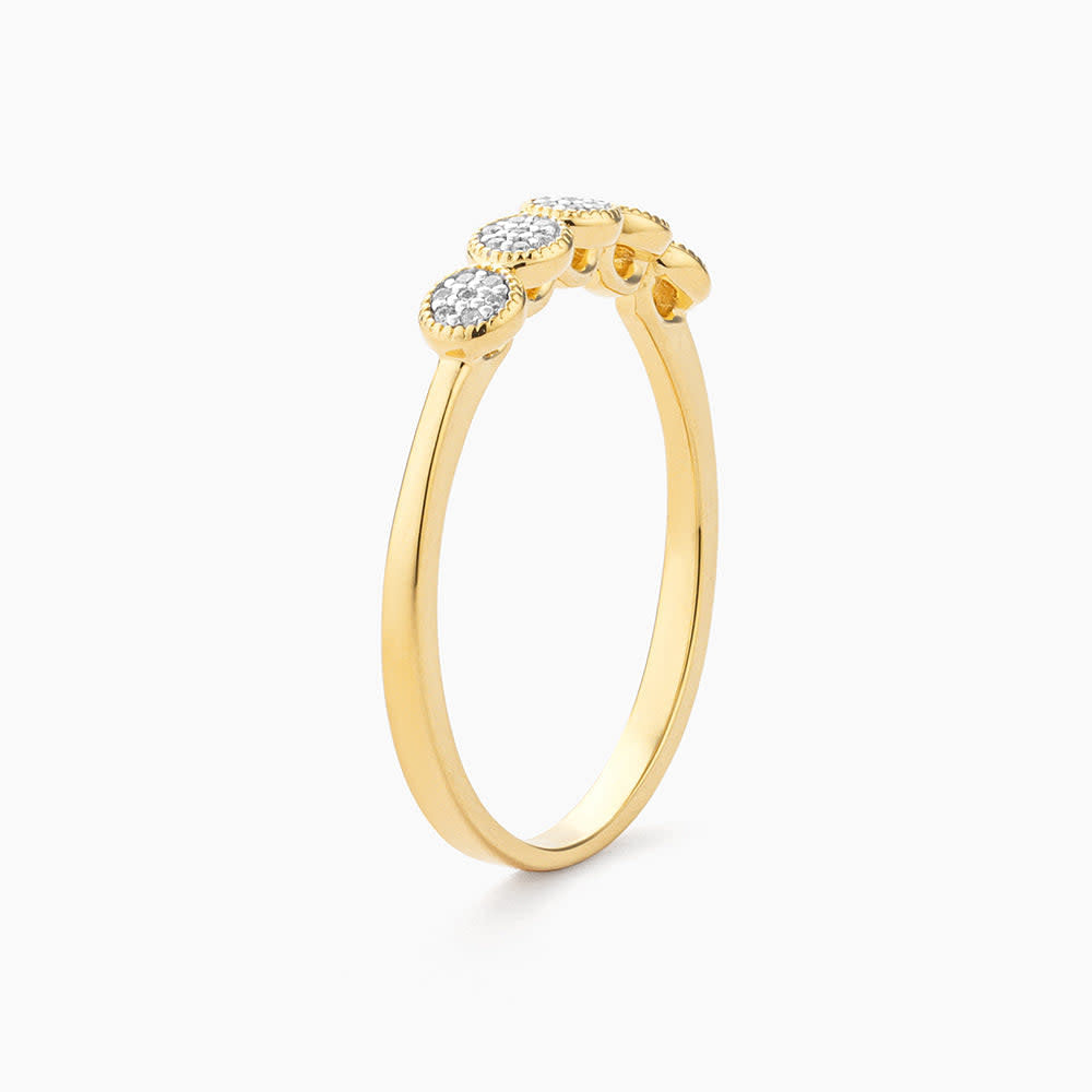Circle Station Statement Ring in silver with a circular diamond-accented band.
