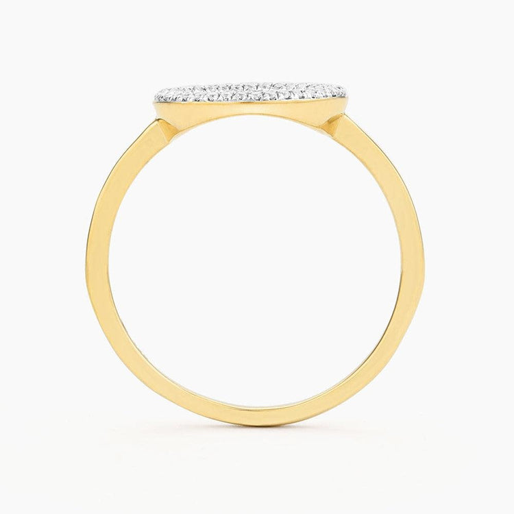 Silver statement ring with a diamond circle symbolizing infinite love.