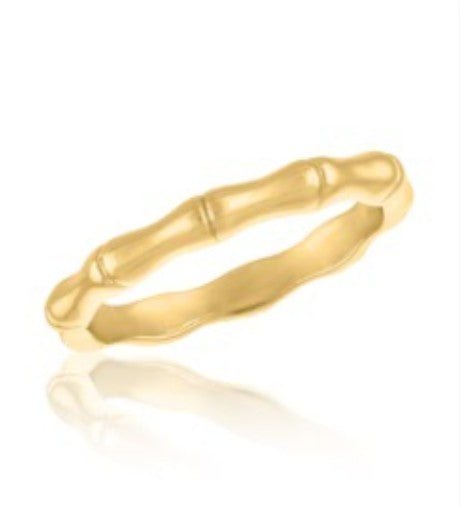 Bamboo Gold Layers ring featuring brass with a bamboo-patterned gold overlay finish.