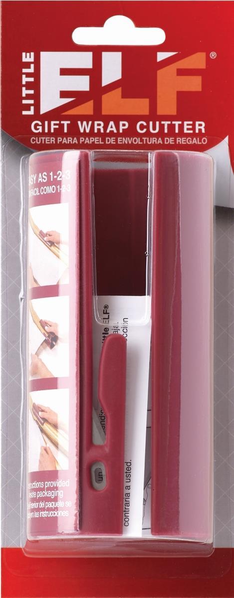 Red Little Elf Gift Wrap Cutter with a festive elf silhouette measuring 4.6 inches tall.