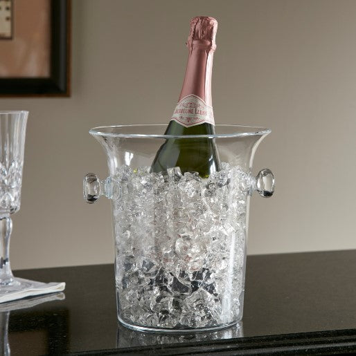 3 1/2 Qt Champagne bucket in champagne gold metallic finish with a scalloped rim and sturdy handle.