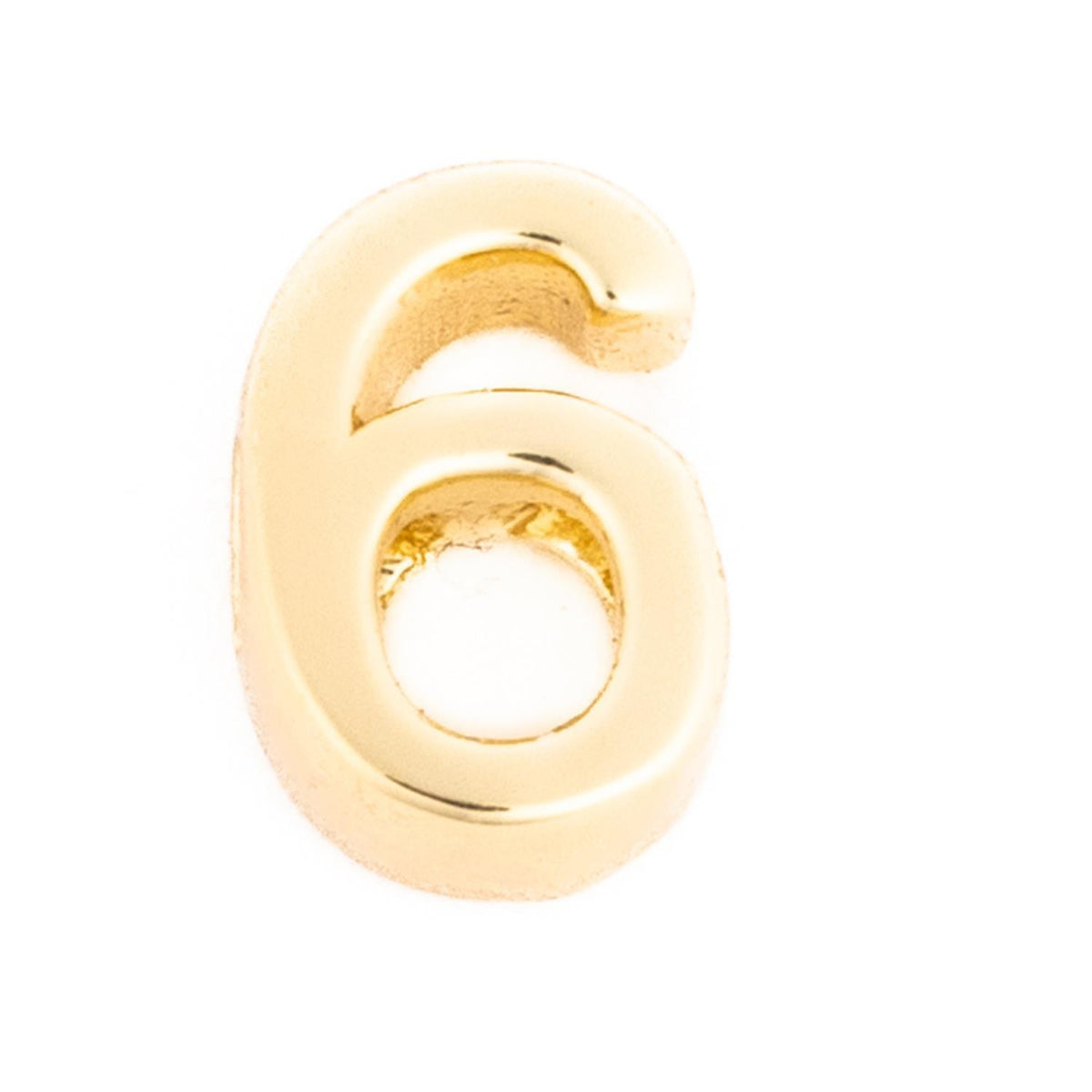 18k gold plated number 6 charm for a charm bar.