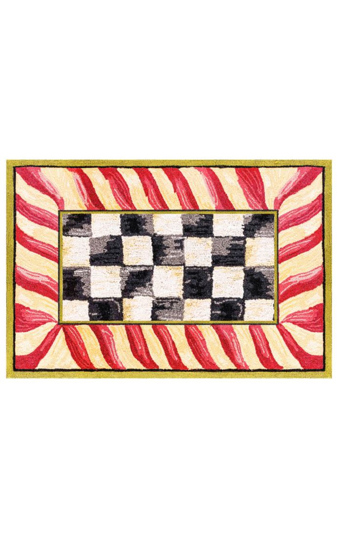 2’ X 3' Courtly Check Washable Rug - Red & Gold
