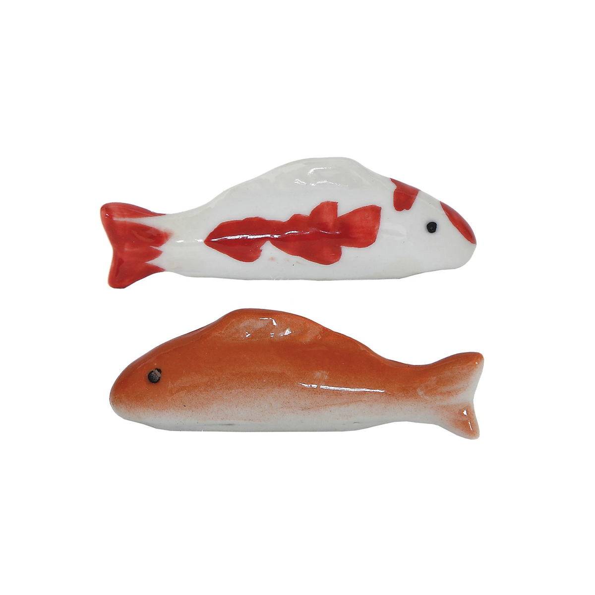 Small stoneware floating fish figurine in natural earth tone with smooth silhouette.