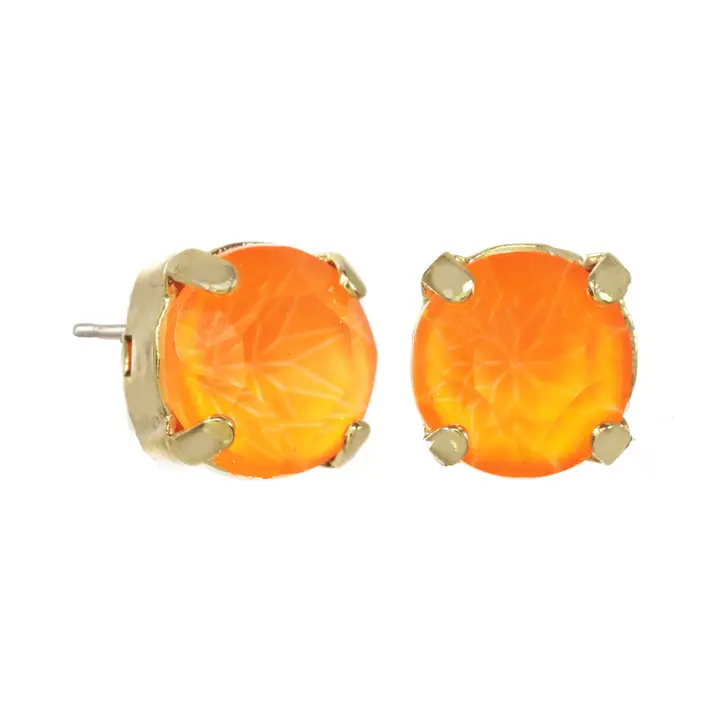Oakland Studs: silver-tone hypo-allergenic posts with eight-millimeter clear crystals.