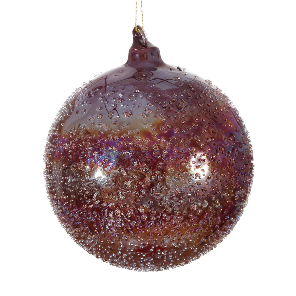 120mm burgundy glass ball ornament with a textured, micro-beaded surface and iridescent finish.