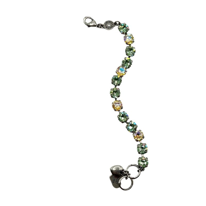 Green stone bracelet with amber tag and Scotty dog heart charm