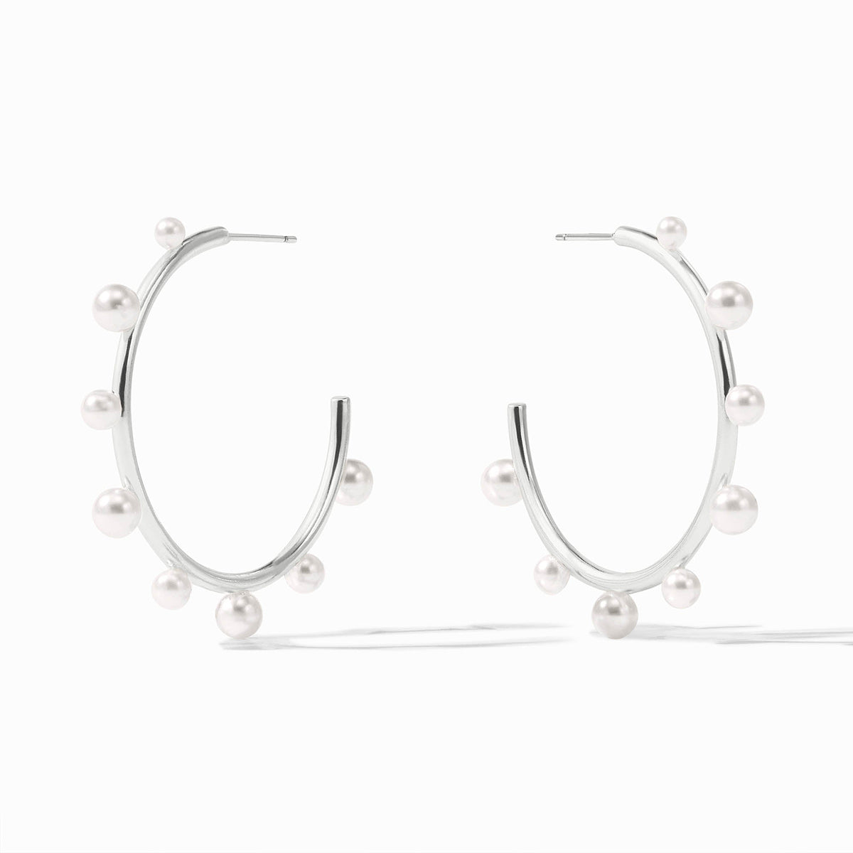 Julie Vos Hydra Stone silver-plated hoop earring with reconstituted stone and shell pearl accents.