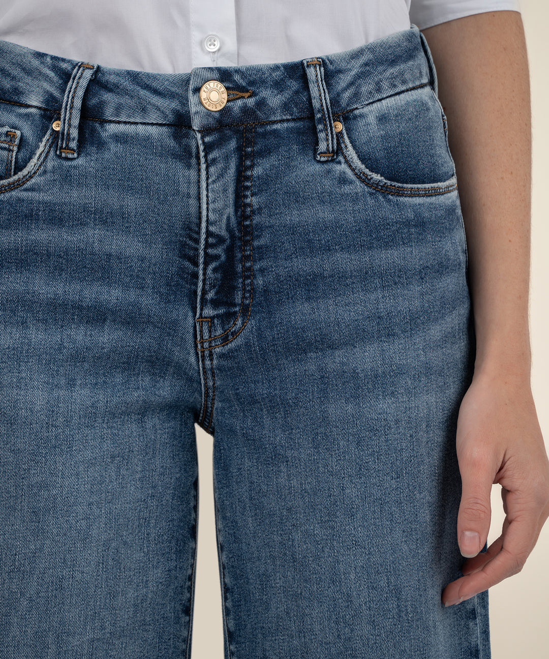 Meg High Rise Fab Ab Wide Leg Raw Hem
