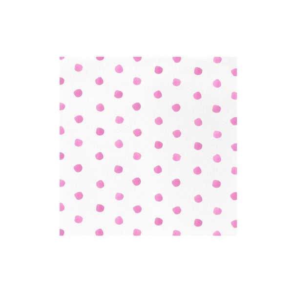 Pack of twenty white spunlace paper dinner napkins with a dot pattern.
