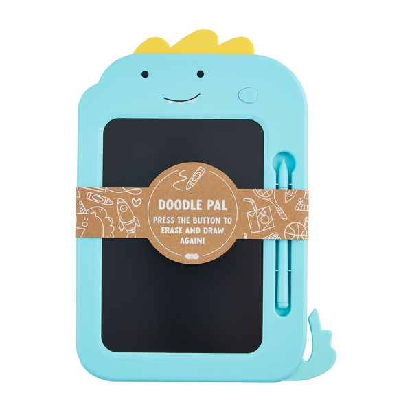 Blue plastic Doodle Board with white writing surface