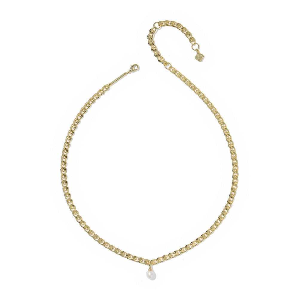 Oakland Pearl Short Pendant Necklace in gold with a single freshwater cultured pearl drop.