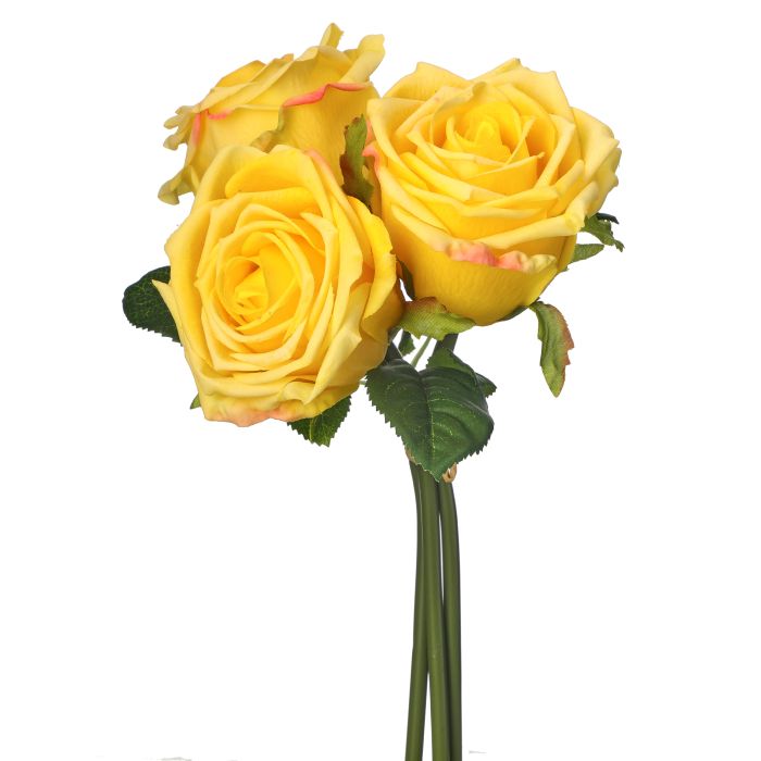 Three Nat Touch rose-patterned candles in a bundle with an 11.5-inch height.