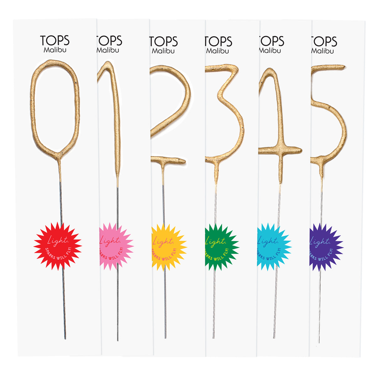 Big Golden Number Sparkler candle in a clear glass jar with gold wax.