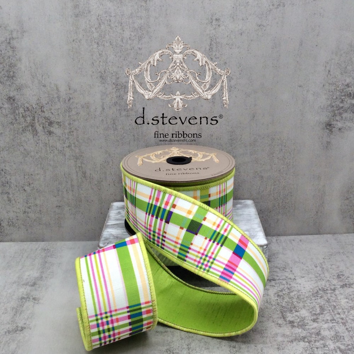 Colorful plaid poplin ribbon with a festive pattern
