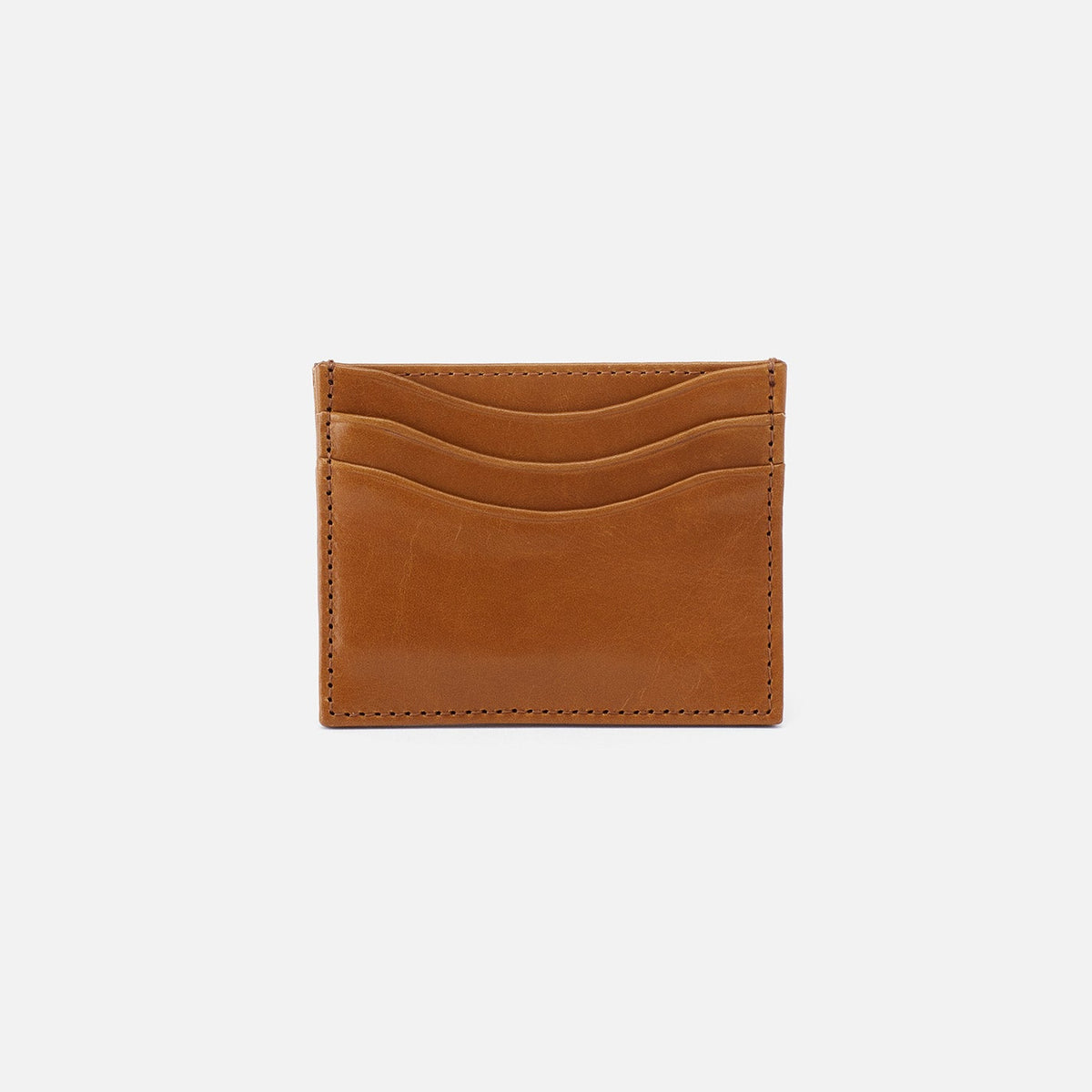 Brass HOBO Max card case with three slip pockets and a front key clip.
