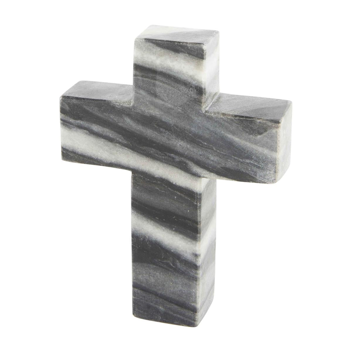 Marble cross measuring six by four-and-a-half inches with a smooth finish.