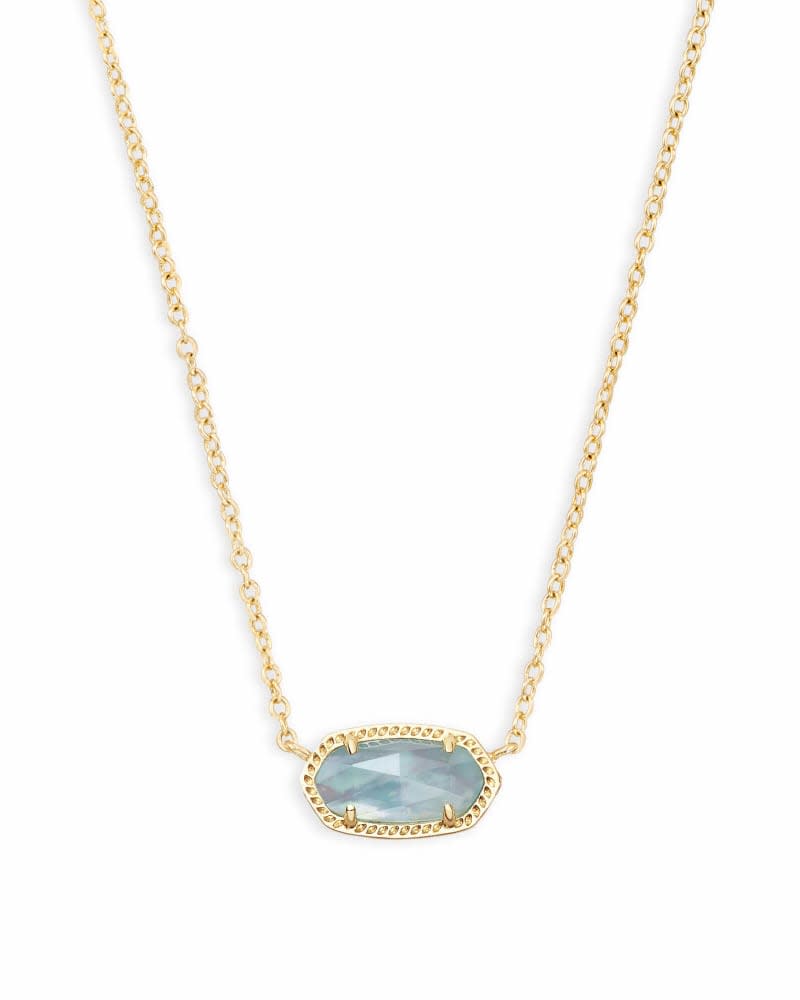 Elisa Short Pendant Necklace on a silver chain with an adjustable sliding bead closure.